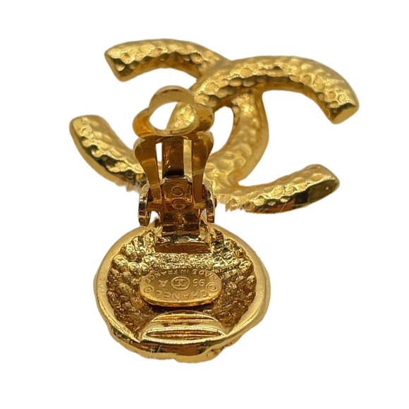 Chanel Vintage Gold Logomax Swing Earrings 95A GP - Picture 4 of 6